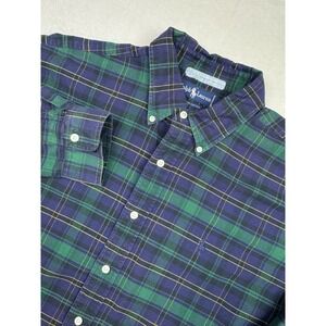 Ralph‎ Lauren Plaid Flannel Shirt XL Blue Green Yellow Long Sleeve Button Front